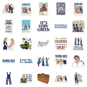 50 Pcs Mamma Mia! Stickers Pack, Waterproof Vinyl Stickers for Water Bottle, Laptop, Skateboard, Hel...