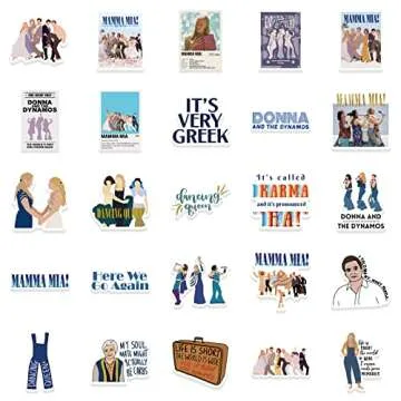 50 Pcs Mamma Mia! Stickers Pack, Waterproof Vinyl Stickers for Water Bottle, Laptop, Skateboard, Hel...