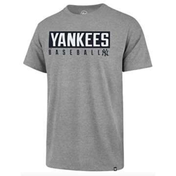 MLB Men's Dub Major Super Rival Team Color Primary Logo Word Mark T-Shirt (New York Yankees Gray, La...
