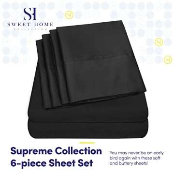 King Size Bed Sheets - 6 Piece 1500 Supreme Collection Fine Brushed Microfiber Deep Pocket King Shee...