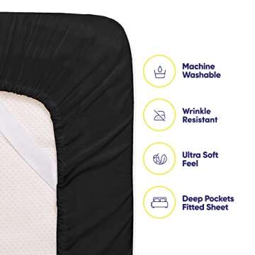 King Size Bed Sheets - 6 Piece 1500 Supreme Collection Fine Brushed Microfiber Deep Pocket King Sheet Set Bedding - 2 Extra Pillow Cases, Great Value, King, Black