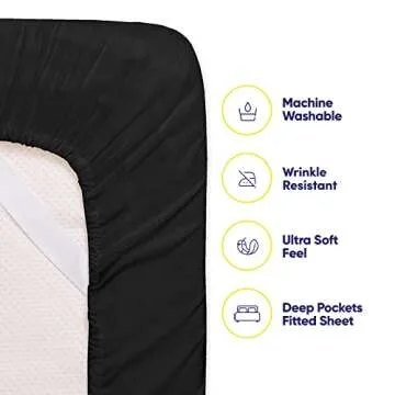 King Size Bed Sheets - 6 Piece 1500 Supreme Collection Fine Brushed Microfiber Deep Pocket King Sheet Set Bedding - 2 Extra Pillow Cases, Great Value, King, Black