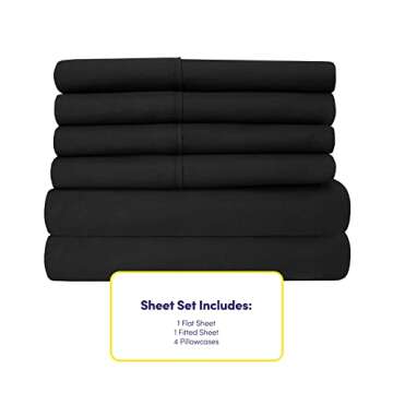 King Size Bed Sheets - 6 Piece 1500 Supreme Collection Fine Brushed Microfiber Deep Pocket King Sheet Set Bedding - 2 Extra Pillow Cases, Great Value, King, Black