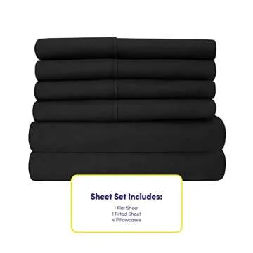 King Size Bed Sheets - 6 Piece 1500 Supreme Collection Fine Brushed Microfiber Deep Pocket King Sheet Set Bedding - 2 Extra Pillow Cases, Great Value, King, Black