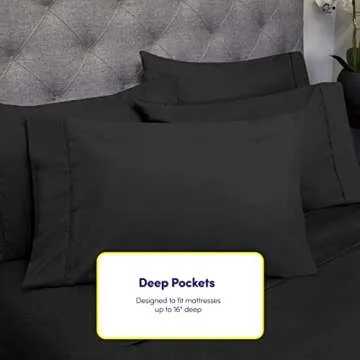 King Size Bed Sheets - 6 Piece 1500 Supreme Collection Fine Brushed Microfiber Deep Pocket King Sheet Set Bedding - 2 Extra Pillow Cases, Great Value, King, Black