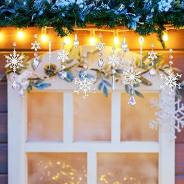 Zopeal 16 Pcs Iridescent Snowflake Ornaments for Christmas