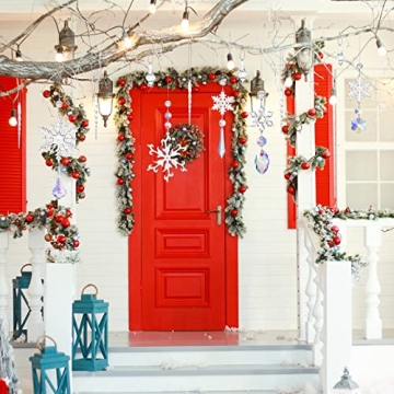 Zopeal 16 Pcs Iridescent Snowflake Ornaments for Christmas