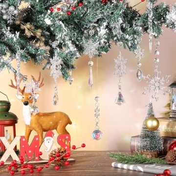 Zopeal 16 Pcs Iridescent Snowflake Ornaments for Christmas