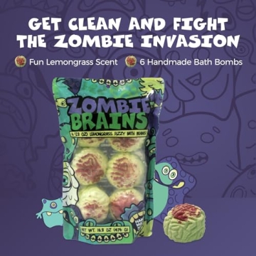 Zombie Brains Bath Bombs 6-Pack Halloween Kids Gift Lemongrass