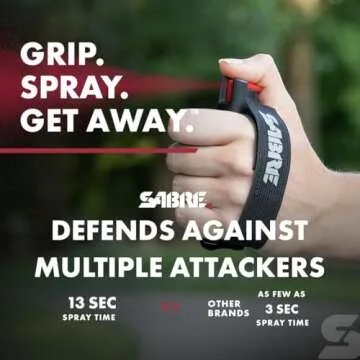 SABRE Runner Pepper Gel, Maximum Police Strength OC Spray, Reflective Hand Strap for Easy Carry & Quick Access, 0.67 fl oz, Secure & Easy to Use Safety, Optional Clip-On Alarm & LED Armband Combos