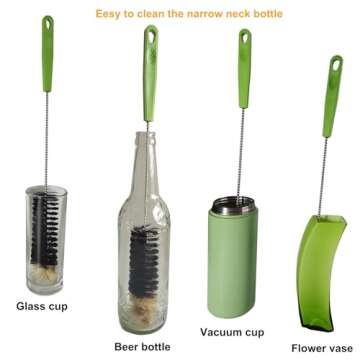 2 Pack 16" Bottle Brush, Dokpod Long Handle Cleaning Brushes for Long Narrow Neck Bottle Cleaning Wa...