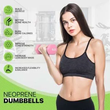 Dumbbells Hand Weights Set - Neoprene Coated Hex Dumbbells for Women & Men, Non-Slip Free Weights for Home Gym Workouts, Strength Training, Toning & Physical Therapy (1, 2, 3, 5, 8, 10, 12, 15lbs)