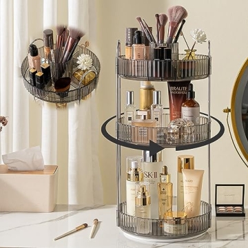 Shuang Qing 360° Rotating Makeup Organizer - 3 Tier Skincare Storage