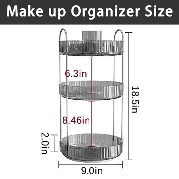 360° Rotating Makeup Organizer with High Capacity