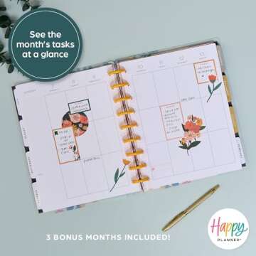 Happy Planner Disc-Bound Mid-Year 12-Month Vertical Layout, Academic Planner July 2024–June 2025, Classic Size, Breathe Live Explore, 72 Pages, 12 Dividers, 2 Sticker Sheets, 7" x 9 3/4"