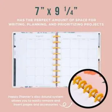 Happy Planner Disc-Bound Mid-Year 12-Month Vertical Layout, Academic Planner July 2024–June 2025, Classic Size, Breathe Live Explore, 72 Pages, 12 Dividers, 2 Sticker Sheets, 7" x 9 3/4"