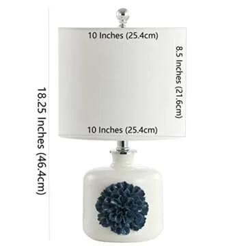 Safavieh Lighting Collection Olinda White/ Blue 18-inch Bedroom Living Room Home Office Desk Nightstand Table Lamp (LED Bulb Included)