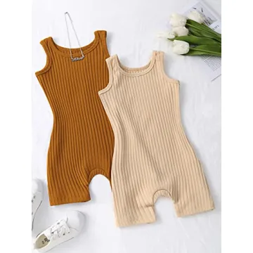 Stylish Girl's Summer Ruffle Rompers Two Pack