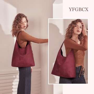 YFGBCX Tote Bags for Women Work Bags Suede Slouchy Bag Hobo Handbag Office Tote Handbag