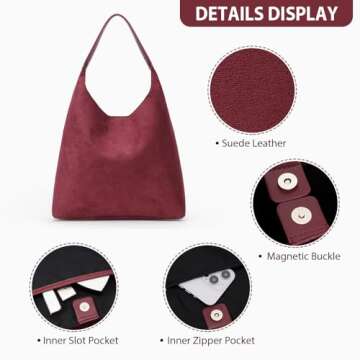 YFGBCX Tote Bags for Women Work Bags Suede Slouchy Bag Hobo Handbag Office Tote Handbag