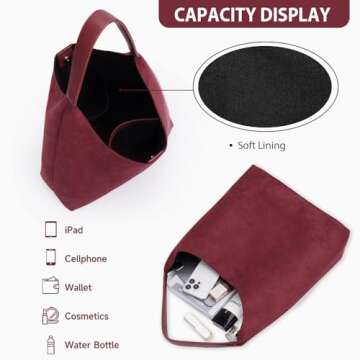 YFGBCX Tote Bags for Women Work Bags Suede Slouchy Bag Hobo Handbag Office Tote Handbag