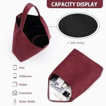 YFGBCX Tote Bags for Women Work Bags Suede Slouchy Bag Hobo Handbag Office Tote Handbag