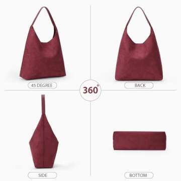 YFGBCX Tote Bags for Women Work Bags Suede Slouchy Bag Hobo Handbag Office Tote Handbag