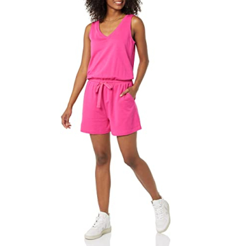 Amazon Essentials Women's Studio Terry Fleece Romper Comfort