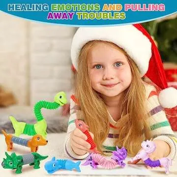 Kabvry Easter Basket Stuffers,Fidget Toys Sensory Toys, Animal Pop Tubes,Easter Egg fillers,Fidget Toys for Toddlers Kids 3 4 5 6 7 Year Old Girls Boys Easter Gifts(10 Pack)