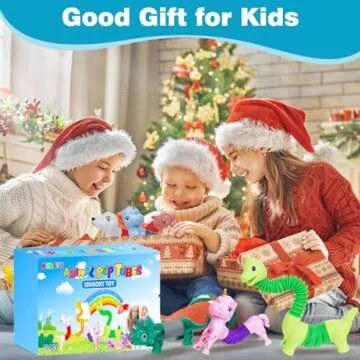 Kabvry Easter Basket Stuffers,Fidget Toys Sensory Toys, Animal Pop Tubes,Easter Egg fillers,Fidget Toys for Toddlers Kids 3 4 5 6 7 Year Old Girls Boys Easter Gifts(10 Pack)