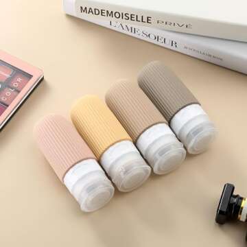 Mrsdry Travel Bottles for Toiletries, Tsa Approved 2oz Travel Bottles, BPA Free Leak Proof Travel Size Toiletry Containers, Refillable Travel Accessories with Toiletry Bag for Shampoo Liquid (4 Pack)