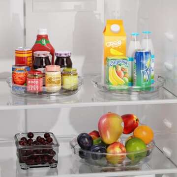 LAMU 3 Pack Lazy Susan Organizer Turntable for Cabinet, Rotating Condiment Organizer for Kitchen Pan...