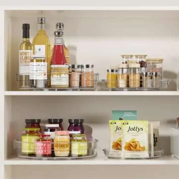 LAMU 3 Pack Lazy Susan Organizer Turntable for Cabinet, Rotating Condiment Organizer for Kitchen Pantry Organizers and Storage, Table Top, Fridge, Countertop, Spice Organization, 9.25'' 10.6'' 12''