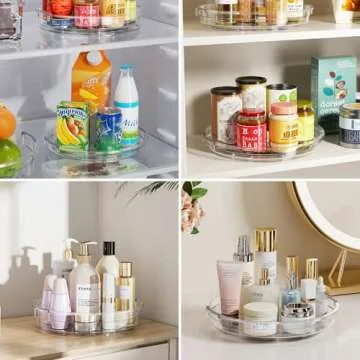 LAMU 3 Pack Lazy Susan Organizer Turntable for Cabinet, Rotating Condiment Organizer for Kitchen Pantry Organizers and Storage, Table Top, Fridge, Countertop, Spice Organization, 9.25'' 10.6'' 12''