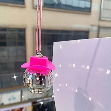 SPANSEE Pink Disco Ball - Cute Car Accessory for Fun Drives