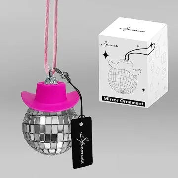 SPANSEE Pink Disco Ball - Cute Car Accessory for Fun Drives