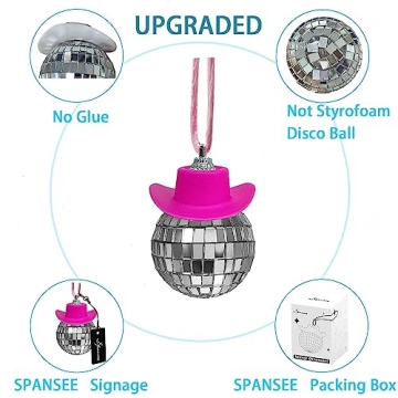 SPANSEE Pink Disco Ball - Cute Car Accessory for Fun Drives