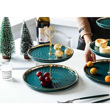 2 Set of Round Porcelain Tiered Cupcake Stand, Dessert Plates Stand, Mini Cakes Fruit Candy Display ...