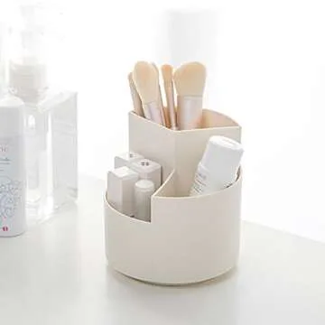 Tiita Makeup Brush Holder Organizer, 360-Degree Rotating Multi-Functional Pen Holder, Acrylic Multi-Purpose Desktop Stationary Organizer, Home Office Art Supply Storage Organizer