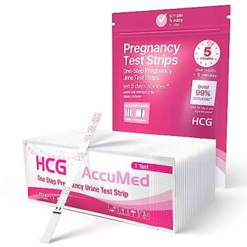 AccuMed Pregnancy Test Strips, 25-Count Individually Wrapped Pregnancy Strips, Early Home Detection ...