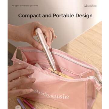 MelodySusie Electric Nail Drill Machine,PC120I Portable Electric Nail File Efile Set for Acrylic Gel Nails, Manicure Pedicure Tool with Nail Drill Bits Sanding Bands Gold