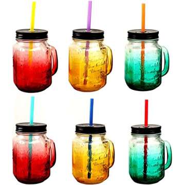 32 Pieces Reusable Plastic Straws Fit for Mason Jars, Tumblers, 10.25 Inches Extra Long Rainbow Colored Unbreakable Drinking Straws with 2 Cleaning Brushes, BPA Free and Eco Friendly