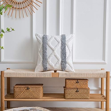 DEZENE Boho Throw Pillow Covers - 2 Pack Cotton Decorative