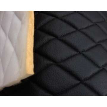 Luxury Black Quilted Vinyl Fabric with Foam Backing - Perfect for Upholstery
