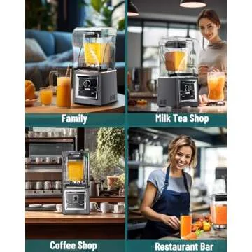 Wantjoin Professional Grade Blender - Soundproof & Quiet Commercial Blenders, Removable Shield, 2000W Watte, 67 Oz Capacity - Perfect for Kitchen, Fruits, Shakes, Smoothies, and Frozen Drinks(Gray)
