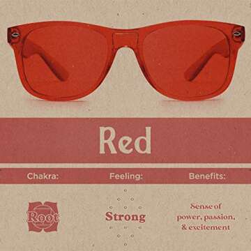 PURPLE CANYON Red Color Therapy Glasses for Chakra Healing, Chromotherapy, and Mood