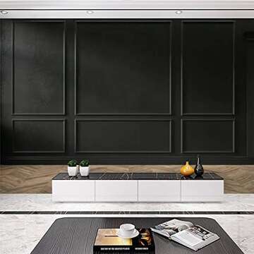 Wallpaper Wall Sticker Modern classic black color empty interior with wall panels mouldings Self Adh...