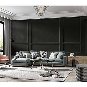 Wallpaper Wall Sticker Modern classic black color empty interior with wall panels mouldings Self Adhesive Peel and Stick Wallpaper Removable Large Wall Mural Wall Poster Decal Home Decor Living Room