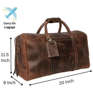 Handmade Leather Carry On Bag - Premium Duffel Travel Bag by Rustic Town (Mulberry)