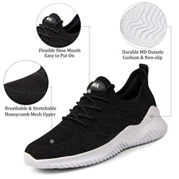 Akk Women's Walking Tennis Shoes - Slip On Memory Foam Lightweight Casual Sneakers for Gym Travel Wo...
